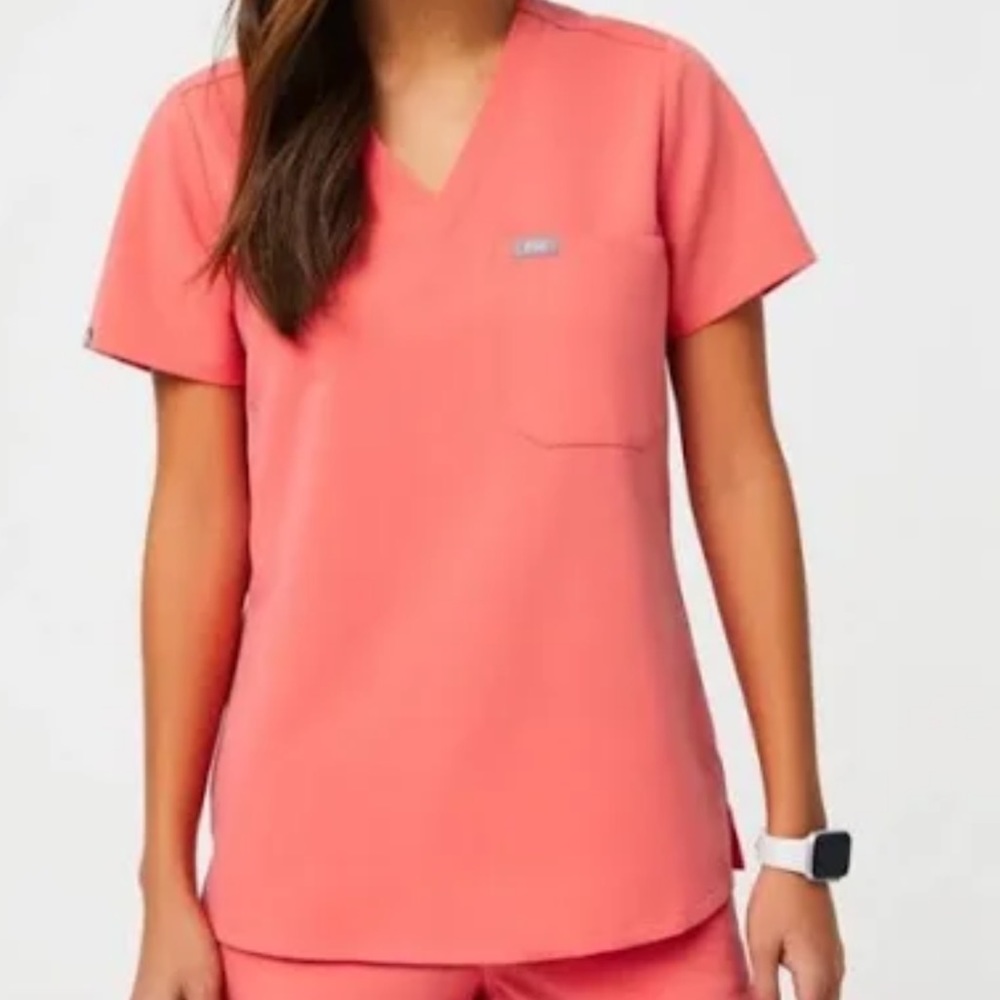 FIGS Hot Coral Casma Scrub Top XXL